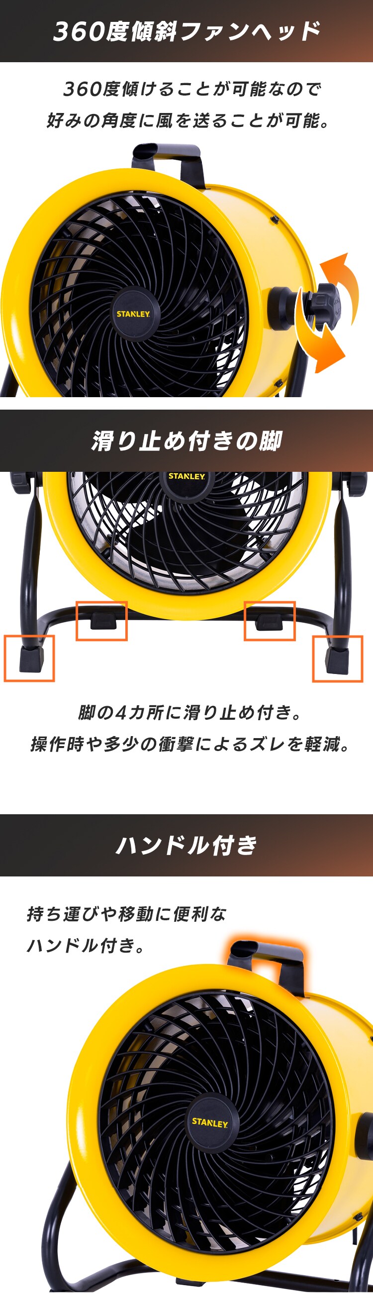 STANLEY 工業扇風機 25cm 強力送風 工場扇 SXF002501D-JP1
