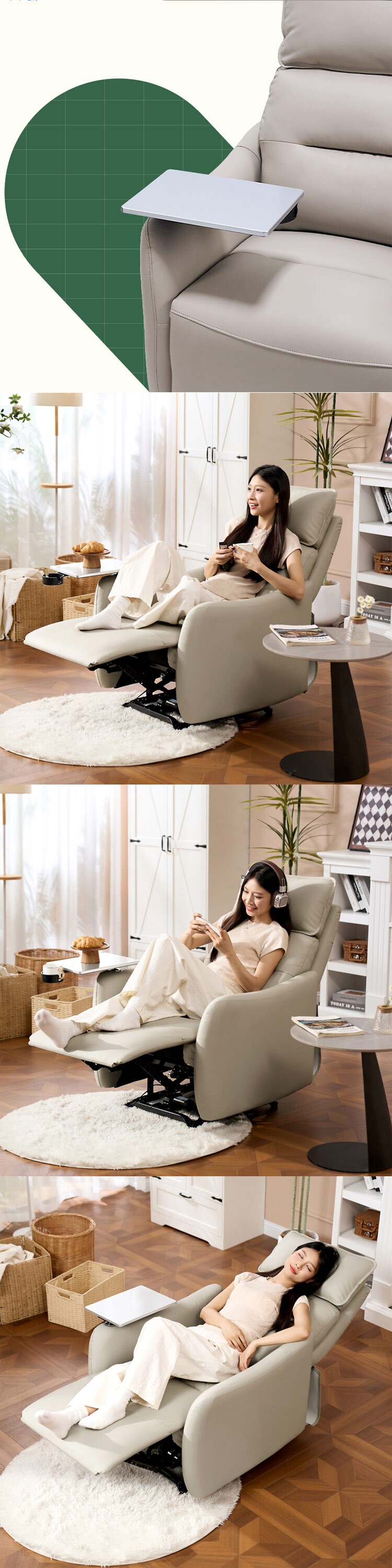 FlexiSpot 電動リクライニングソファ ライトグレー Lune-PRO-LG-JA3