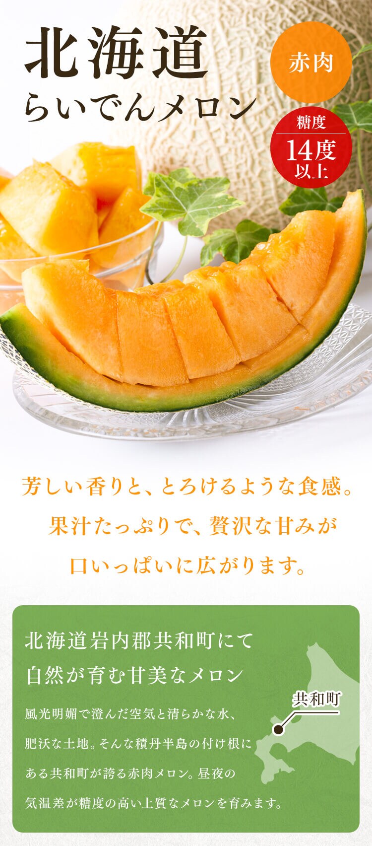 北海道らいでんメロン(赤肉) HRMA28 【時間指定不可】【代引不可】【同梱不可】 7351844│アイリスオーヤマ公式通販アイリスプラザ