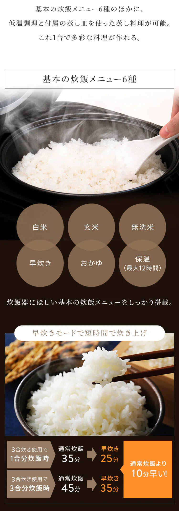 KnotiaVita マイコン炊飯器　5.5合 RC-KV10M-BK ブラック3