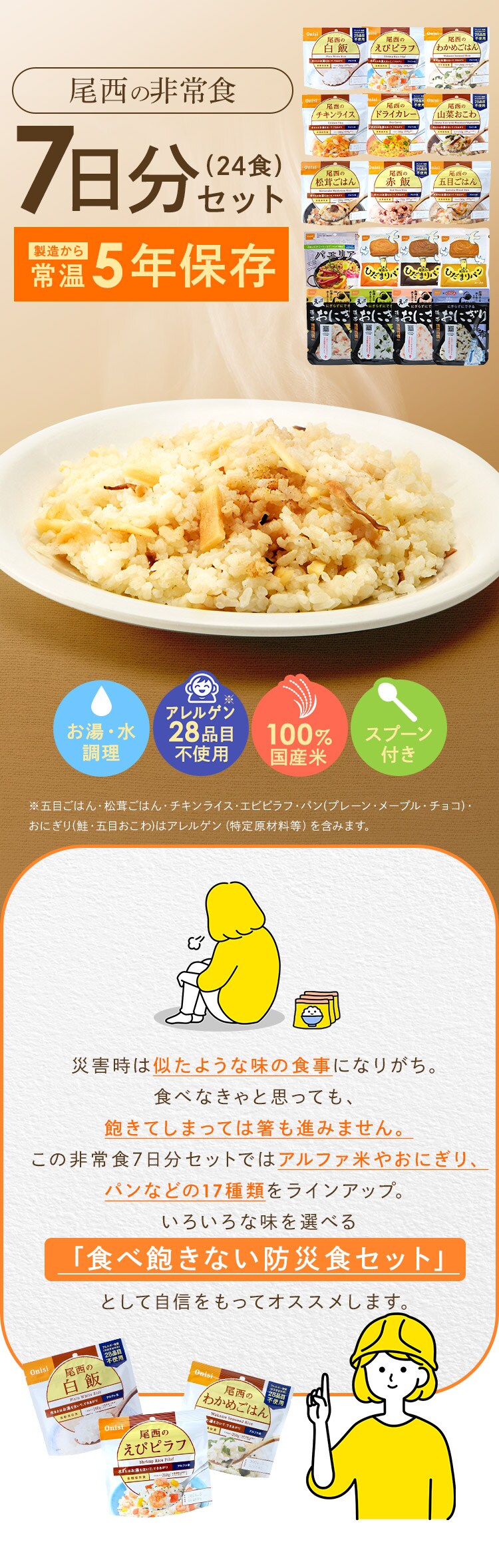 非常食 7日分セット 24食 防災用品 尾西食品0