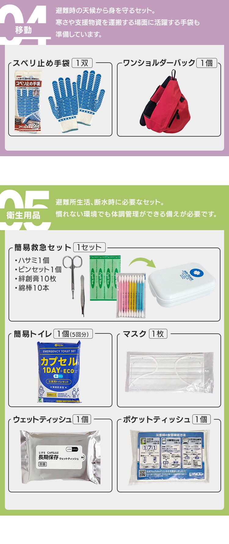 ＼公式店限定／防災グッズ セット 23点 防災セット 1人用 防災 避難グッズ ハンディファン カイロ 保存水 非常食 防災用品 非常用トイレ 一人用2