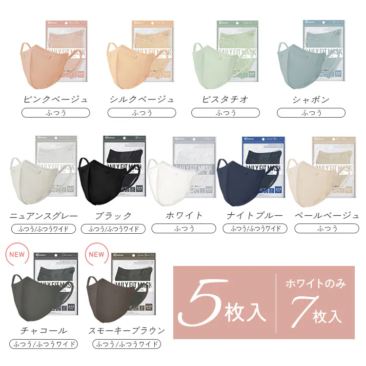 【25枚】デイリーフィットマスク DAILY FIT MASK カラーマスク 立体 ふつうサイズ 5枚入&times;5 ナイトブルー2