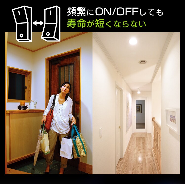 頻繁にON/OFFしても寿命が短くならない