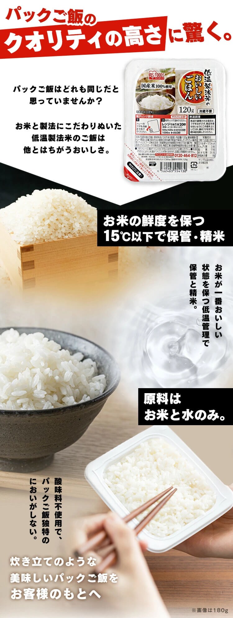 低温製法米のパックご飯 120g&times;80パック2