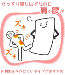 ぐっすり寝たはずなのに肩・腰が 負担をかけにくいタイプがおすすめ