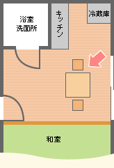 コンパクトなテーブル配置