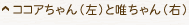 ココアちゃん(左)と唯ちゃん(右)