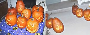 ロウソクをカボチャの中に入れて、最初にくり抜いたフタをすれば完成です!