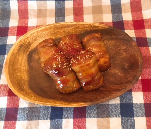 厚揚げ豚肉巻き照り焼き