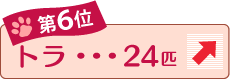 第6位 トラ 24匹 ↑