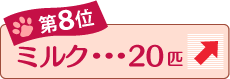 第8位 ミルク 20匹 ↑