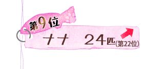 第9位 ナナ 24匹 ↑