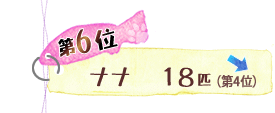 第6位 ナナ 18匹 ↓
