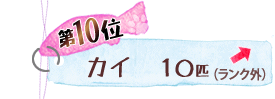 第10位 カイ 10匹 ↑
