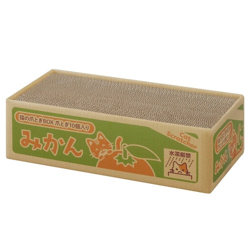 ＜アイリスプラザ＞ 猫の爪とぎBOX（爪とぎ10個入り） みかん・お好みソース画像