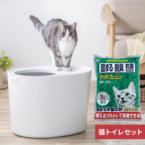 上から猫トイレ アイボリー × ウッディフレッシュ_0