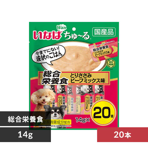 【犬用】いなば ちゅ〜る 総合栄養食 とりささみ ビーフミックス味 14g×20本 犬 おやつ ドッグフード_0