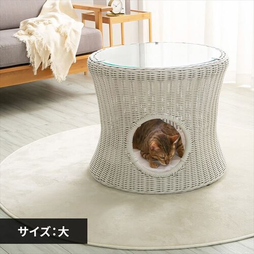 ペットハウス&テーブル 丸型(大) ホワイトペットベッド ハウス 犬 猫_0