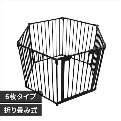 折り畳みペットサークル 6枚組 ブラック_0