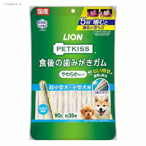 LION PETKISS 食後の歯みがきガム やわらかタイプ 超小型犬〜小型犬用 90g