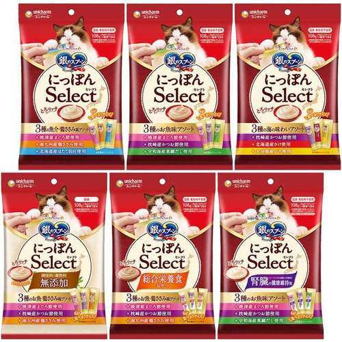 銀のスプーン にっぽんSelect とろリッチ 腎臓の健康維持用 3種のアソート まぐろ節&かつお節&真鯛だし 108g 猫 おやつ