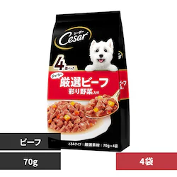 マースジャパンリミテッド シーザー パウチ 70g×4袋 CPM9 ビーフ 彩り野菜入り