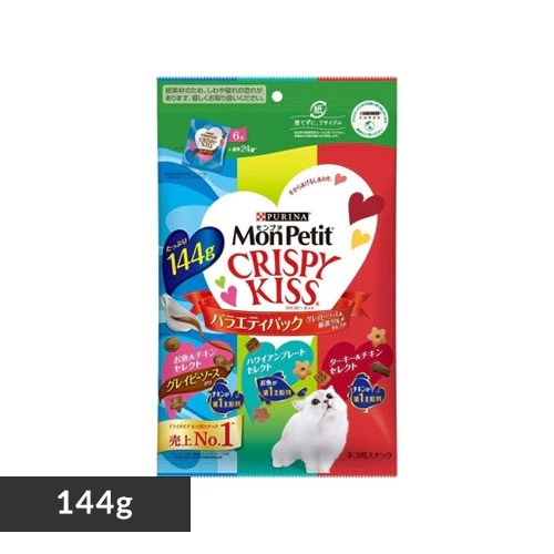 【訳あり】【4個セット】モンプチ クリスピーキッス 144g 12555052 バラエティP/グレイビ&厳選グルメ