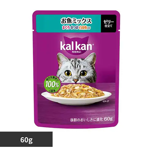 カルカン パウチ お魚ミックス まぐろ・かつお・白身魚入り 60g KP119 キャットフード ウェットフード_0