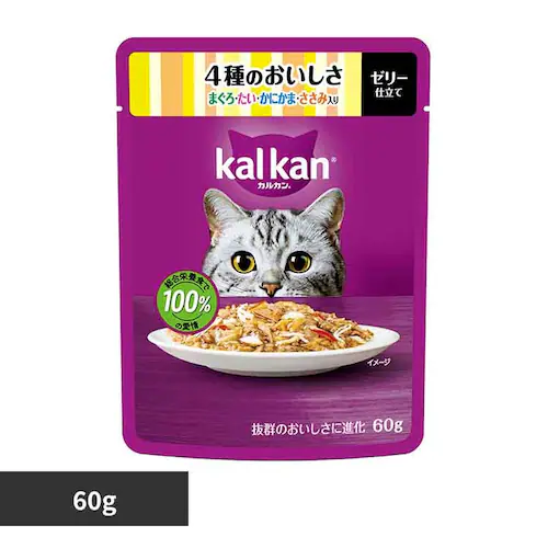 カルカン パウチ 4種のおいしさ まぐろ・たい・かにかま・ささみ入り 60g KP126 キャットフード ウェットフード _0