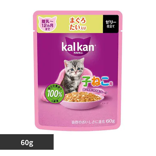 カルカン パウチ 12ヵ月までの子ねこ用 まぐろ たい入り 60g KP137 キャットフード ウェットフード _0