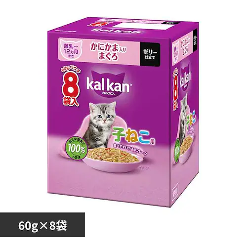 カルカン パウチ 12ヵ月までの子ねこ用 かにかま入りまぐろ 60g×8袋パック KP241 キャットフード ウェットフード_0