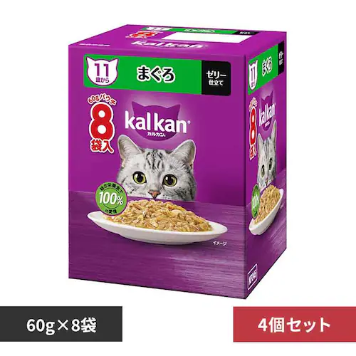 【4個セット】カルカン パウチ 11歳から まぐろ 60g×8袋パック KP245  キャットフード ウェットフード_0