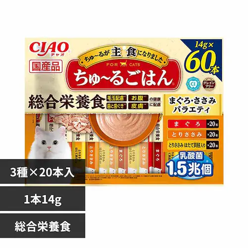 CIAO ちゅ〜るごはん 14g×60本入り SC-567 まぐろ・ささみバラエティ 総合栄養食 国産品 猫 おやつ キャットフード_0