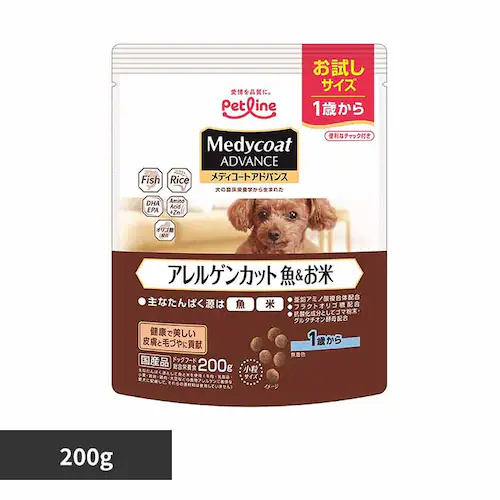 メディコートアドバンス ドッグフード アレルゲンカット 魚&お米 1歳から 200g 1041090_0