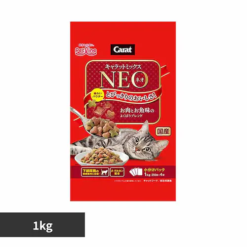 ペットライン キャラット ミックス ネオ お肉とお魚味のよくばりブレンド 1kg 1041026 【プラザセレクト】_0