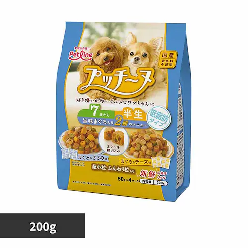 ペットライン プッチーヌ 半生 7歳から低脂肪タイプ 旨味まぐろ入り 200g 1020714 【プラザセレクト】_0