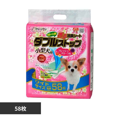 香る消臭シート ダブルストップ小型犬用フレッシュフローラルの香りワイド58枚 _0