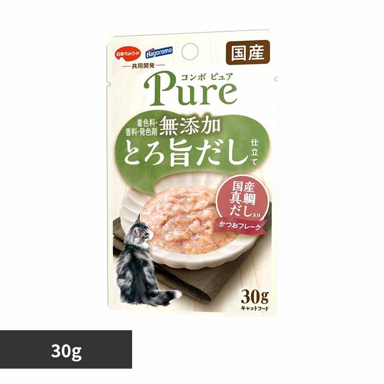 日本ペットフード株式会社 コンボ ピュア キャット パウチ かつお・国産真鯛だし入り 30g 1011390 【プラザセレクト】