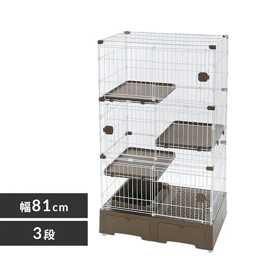 トイレ一体型キャットケージ3段(猫砂スコップ付き)モカ MB273 _0