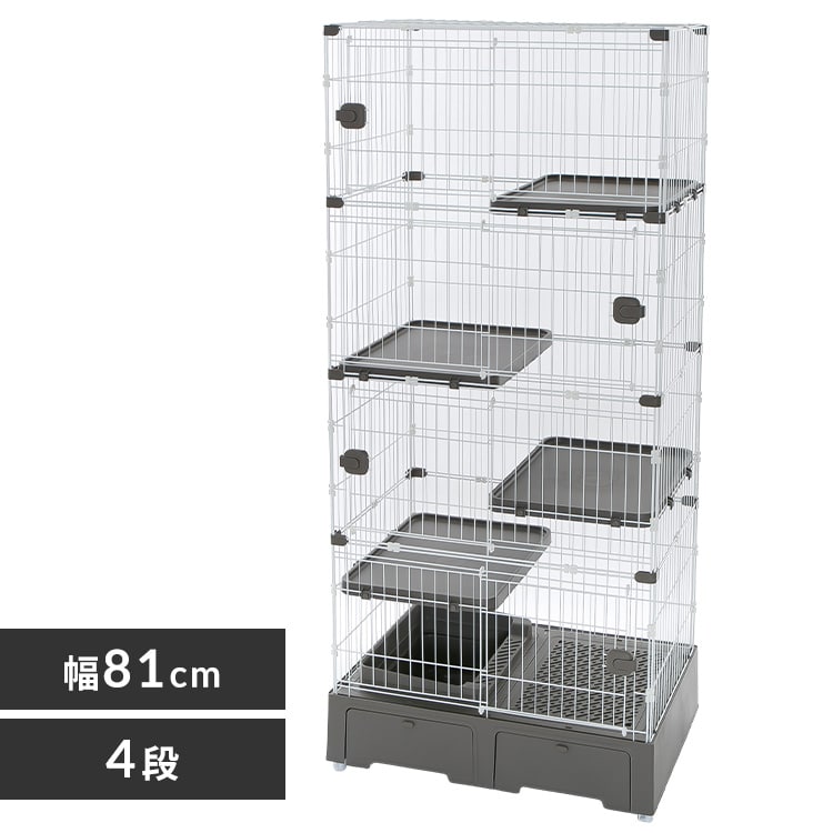 トイレ一体型キャットケージ3段（猫砂スコップ付き）モカ MB273