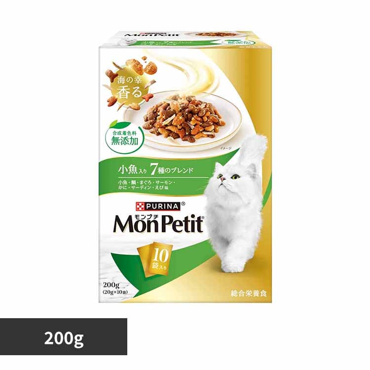 ピュリナ モンプチ ボックス 小魚入り7種のブレンド 200g 合成着色料無添加 キャットフード ドライフード
