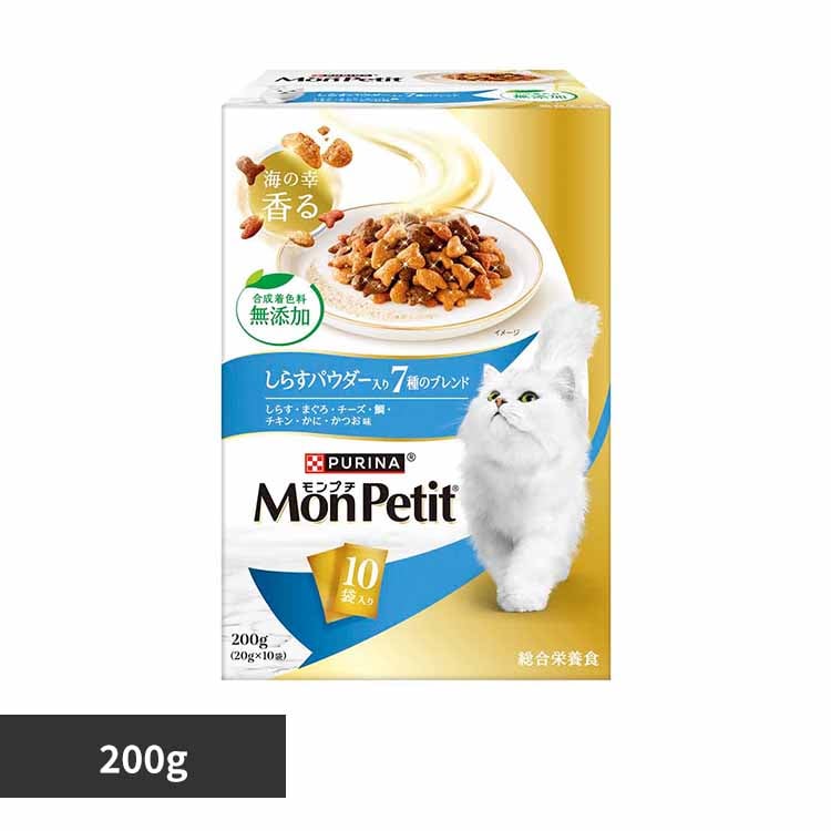 ピュリナ モンプチ ボックス しらすパウダー入り 7種のブレンド 200g 合成着色料無添加 キャットフード ドライフード