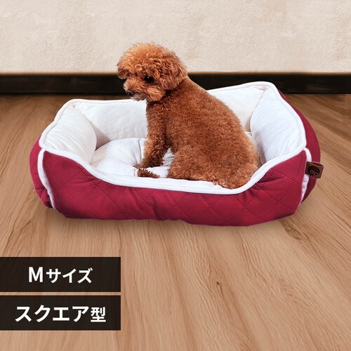 ★15%OFFクーポン★ペットベッド 秋冬 adorable pets グランキルトスクエアベッド M ボルドー SB-209MBD_0