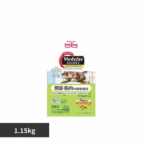 メディファス アドバンス 関節・筋肉の健康維持 7歳頃から チキン&フィッシュ味 180g キャットフード ドライフード_0