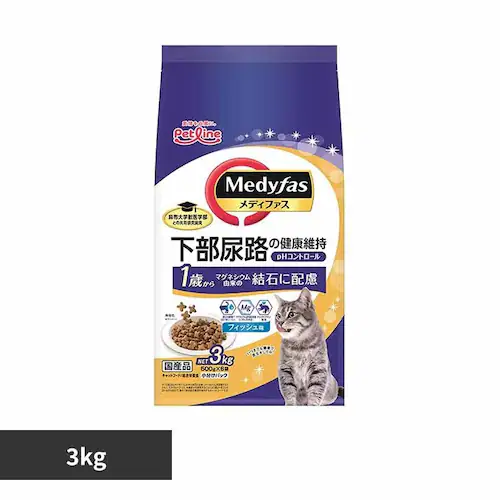 【4個セット】メディファス 下部尿路の健康維持 1歳から フィッシュ味 3kg×4個 キャットフード ドライフード_0