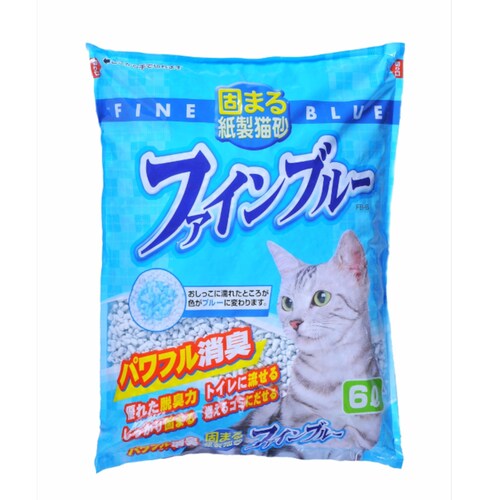 色が変わる紙製猫砂ファインブルー 6L _0