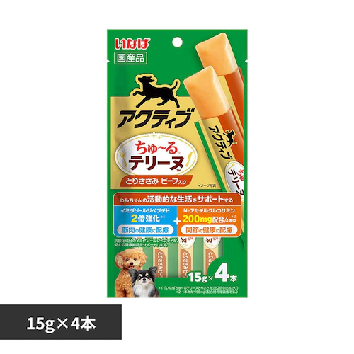 いなば アクティブちゅ〜るテリーヌ 15g×4本 DS-388 とりささみビーフ入り_0