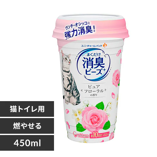 ユニチャーム株式会社 猫トイレまくだけ 香り広がる消臭ビーズ 450ml 【プラザセレクト】_0
