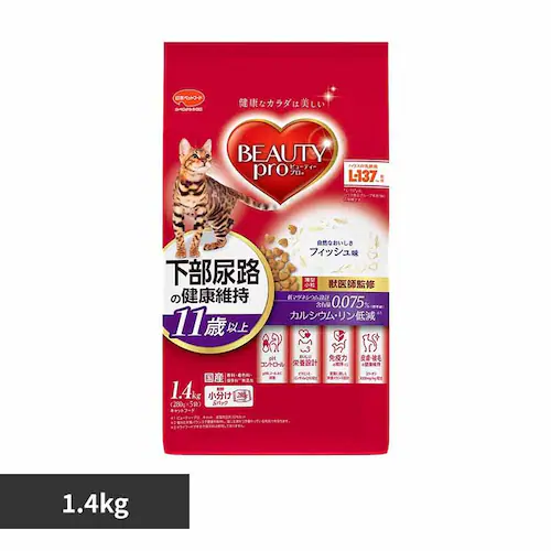 ビューティープロ 下部尿路の健康維持 11歳以上 フィッシュ味 1.4kg 獣医師監修 キャットフード ドライフード_0